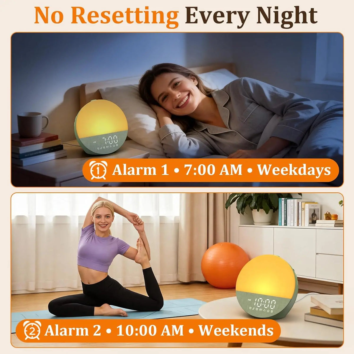 Wake-Up Sunrise Alarm Clock: Gradual Sunrise Simulate for Dark Morning Bedroom - Dual