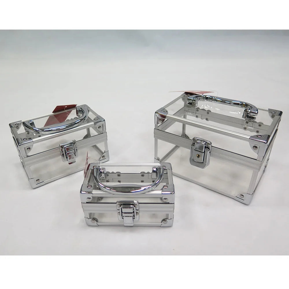 Fashionable Red Transparent Acrylic Cosmetic Organizer Waterproof Case with Open Closure