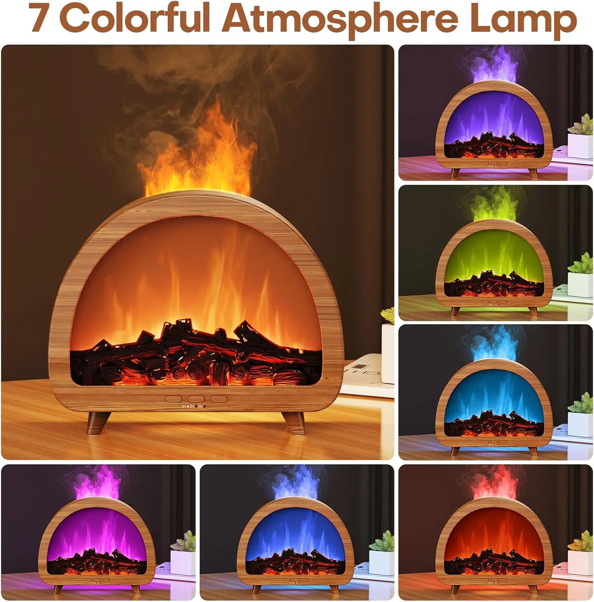 Portable USB Plastic Aroma Diffuser Flame Humidifier 3D Fire Ultrasonic Remote Control