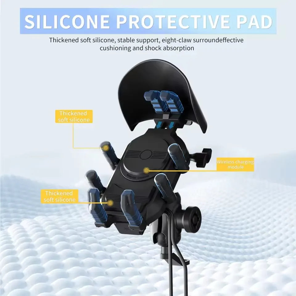 Earldom Sunproof Motorcycle Phone Holder With Anti-Vibration Damper Handlebar Cellphone