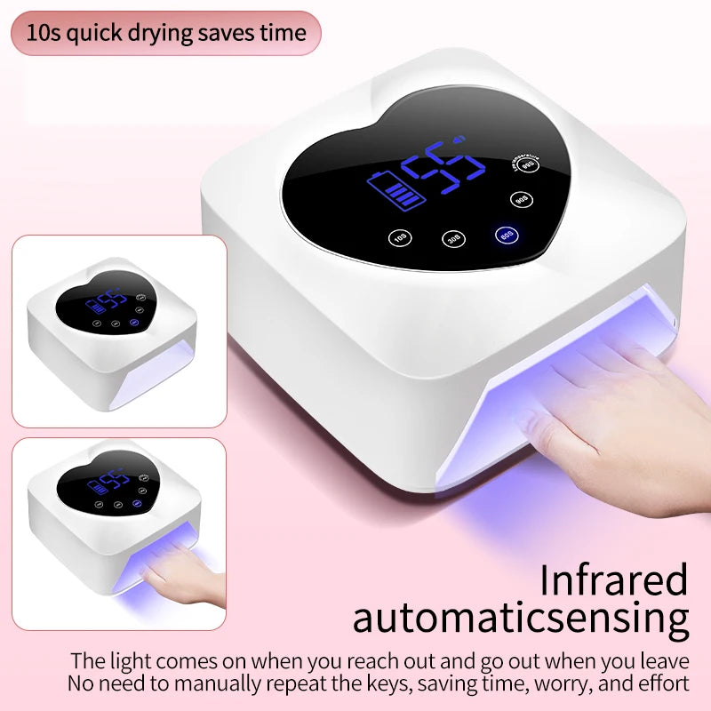 Power 72w Cordless LED Nail Lamp with Sparkle Diamond Light Rechargeable UV Lamp for Gel