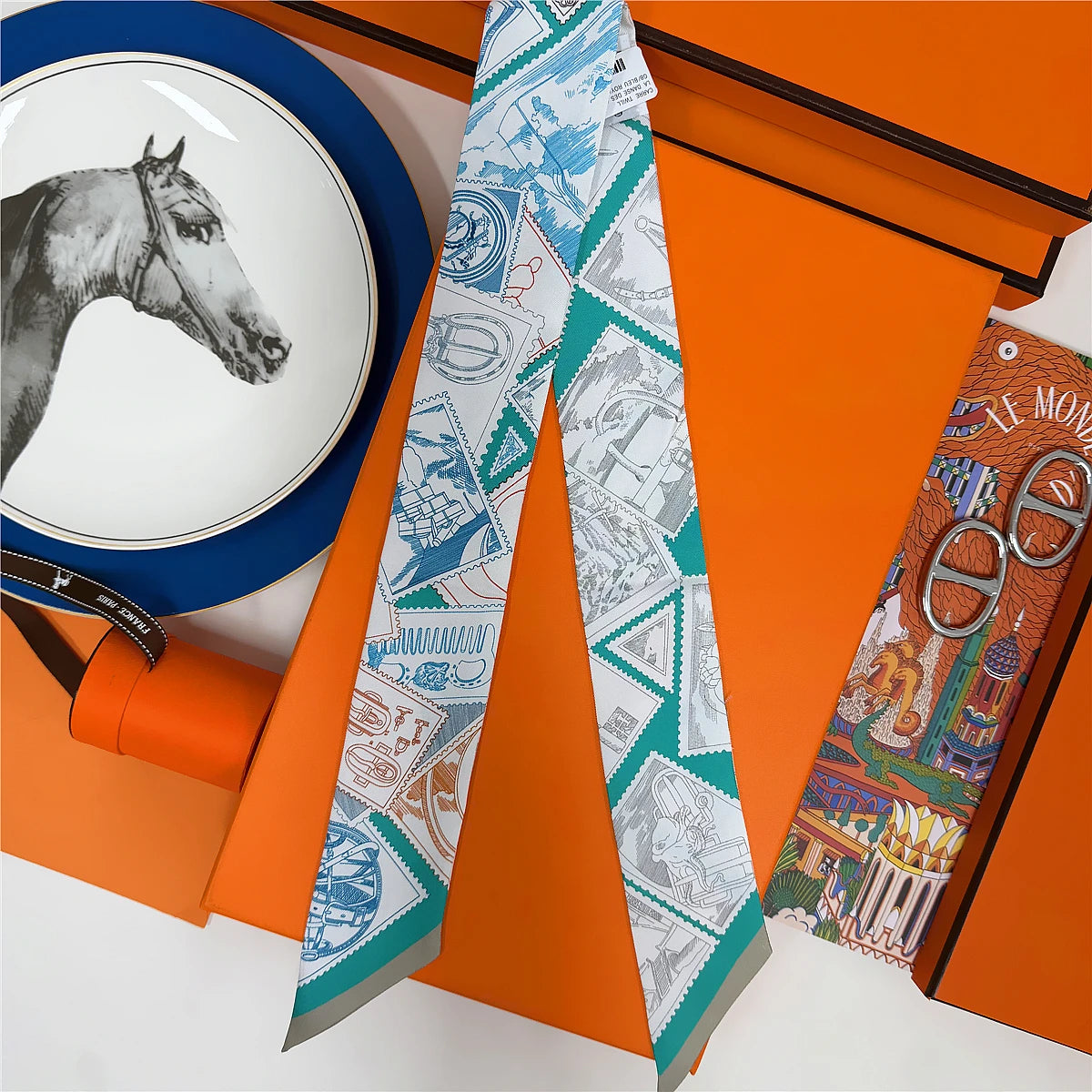 5*86 Cm Neck 100% Silk Scarf Custom Printing Scarves Designer Head Bag Women Stylish