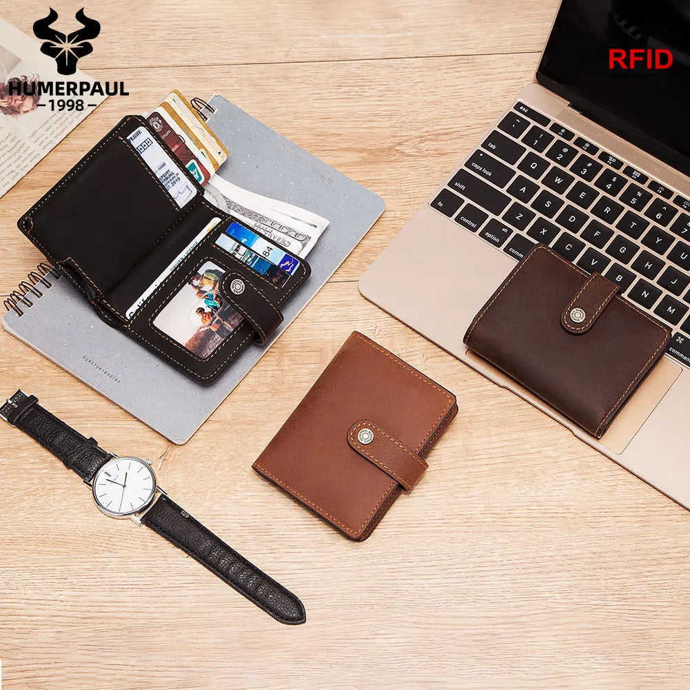 Unisex Fashion Purse Minimalist Aluminum Rfid Wallet Pop Up Credit Card Leather Custom