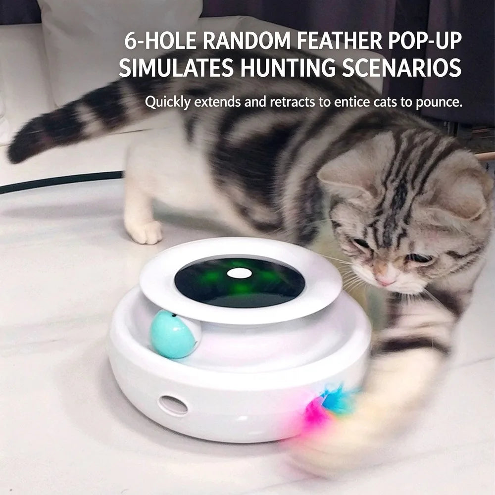 3 in 1 Automatic Interactive Cat Toy Electric Rotating Butterfly Feather Glow Ball Indoor