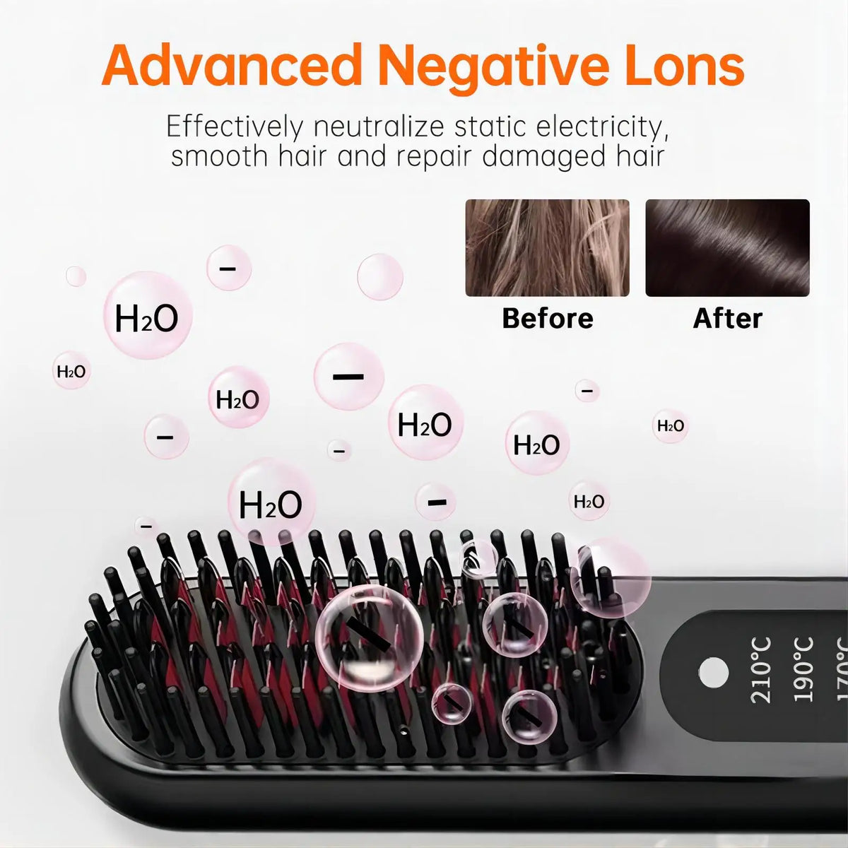 Portable Electric Straighten Hair Brush Fast Heating Ceramic Hair Straightener Comb