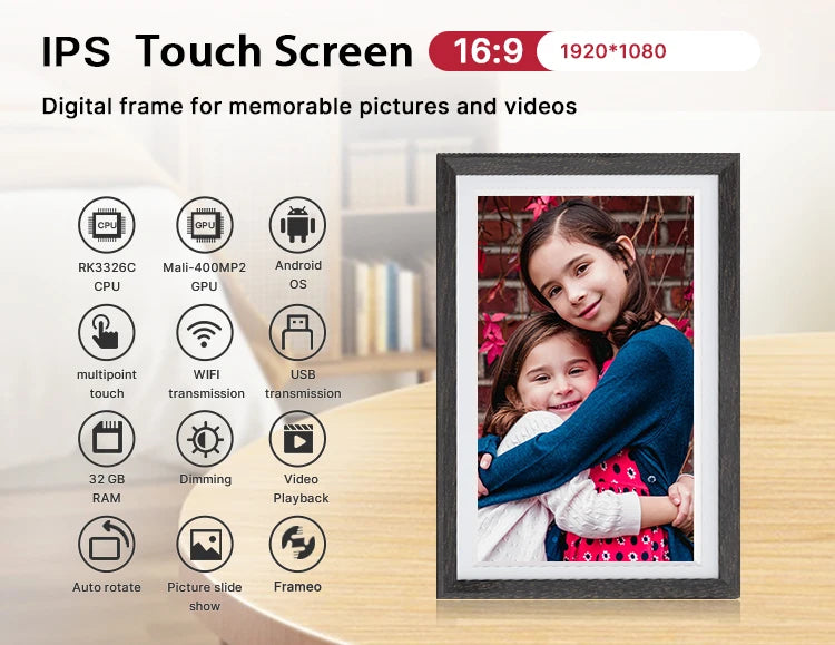 Smart WIFI Digital Photo Frame Large Load Rechargeable Battery Electronic Video Playback
