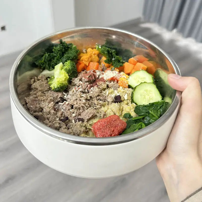 Source Double Wall 304 Stainless Steel Pet Bowl Non Slip Slow Feeder Bowl for Dogs Cats