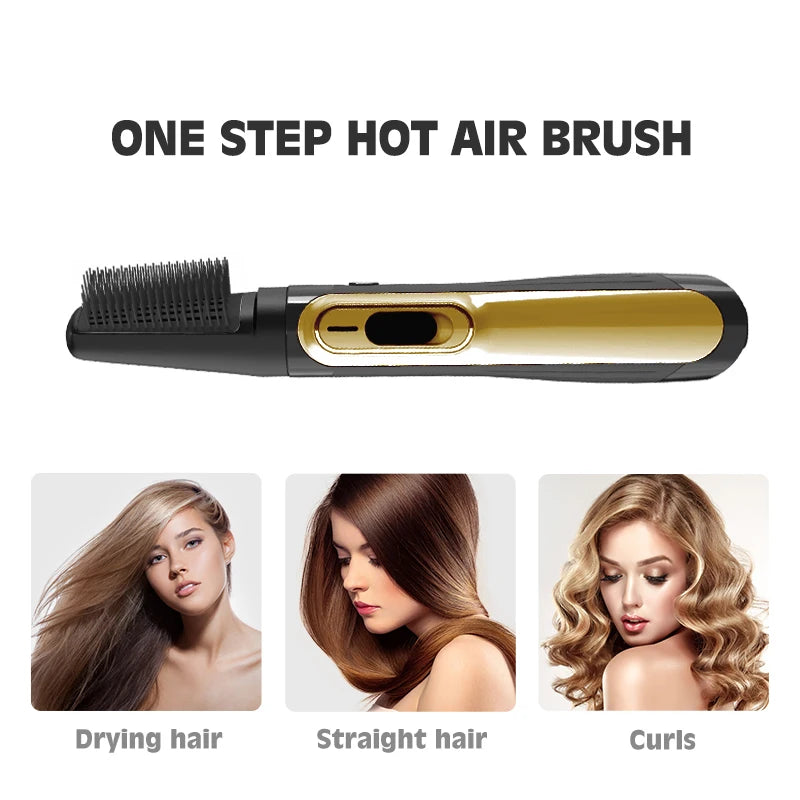 1200W Fast Heating LED Electric Hot Air Brush Styler One-Step Detangle Blow Dryer