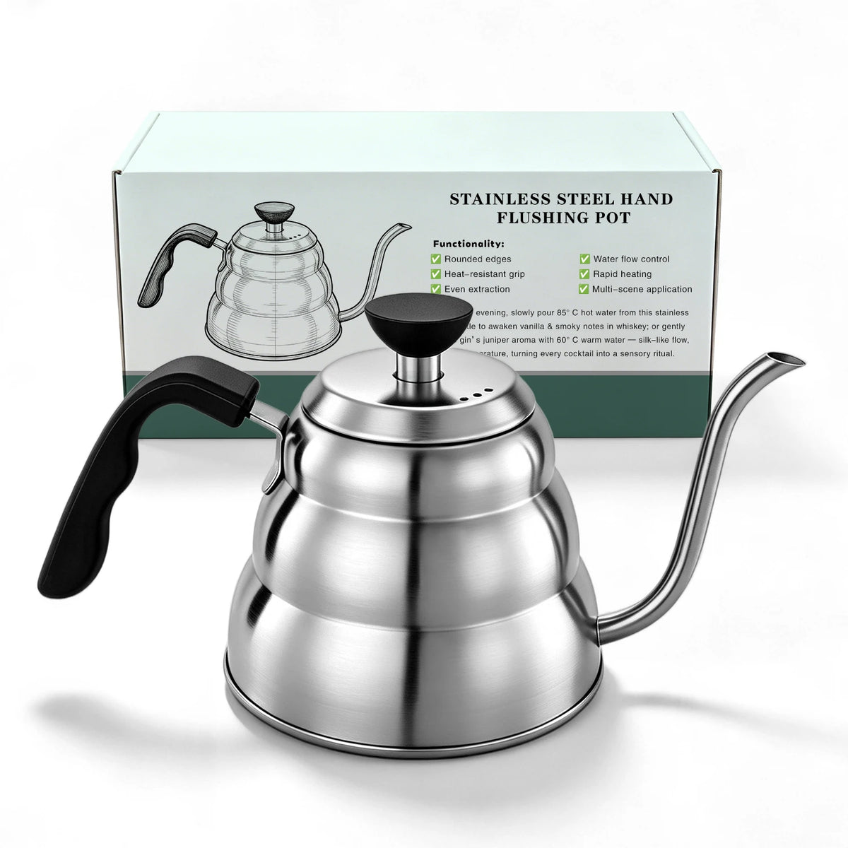 1000ml 304 Stainless Steel Gooseneck Pour Over Coffee Kettle Barista Drip Tea Pot