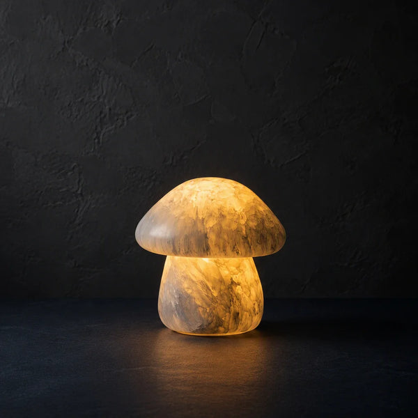Alabaster Mushroom Lamp Warm Glow Table Light Natural Stone Veined Decorative Custom