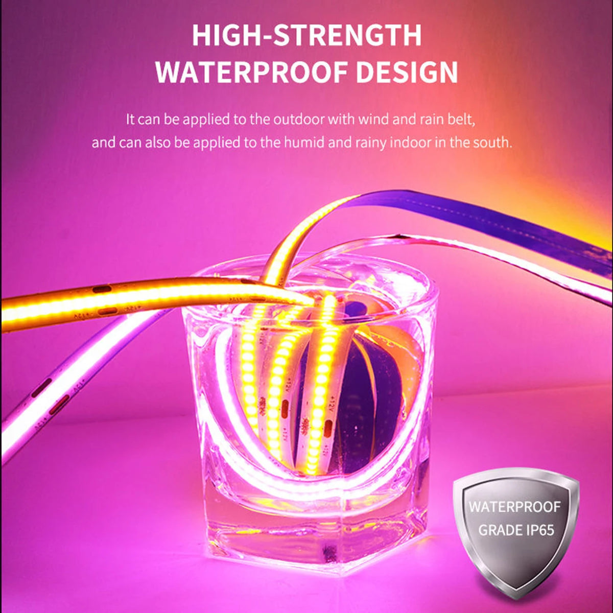 Waterproof Flexible RGBW 24V 3mm Copper LED COB Strip Light with Remote Control and Wi-Fi