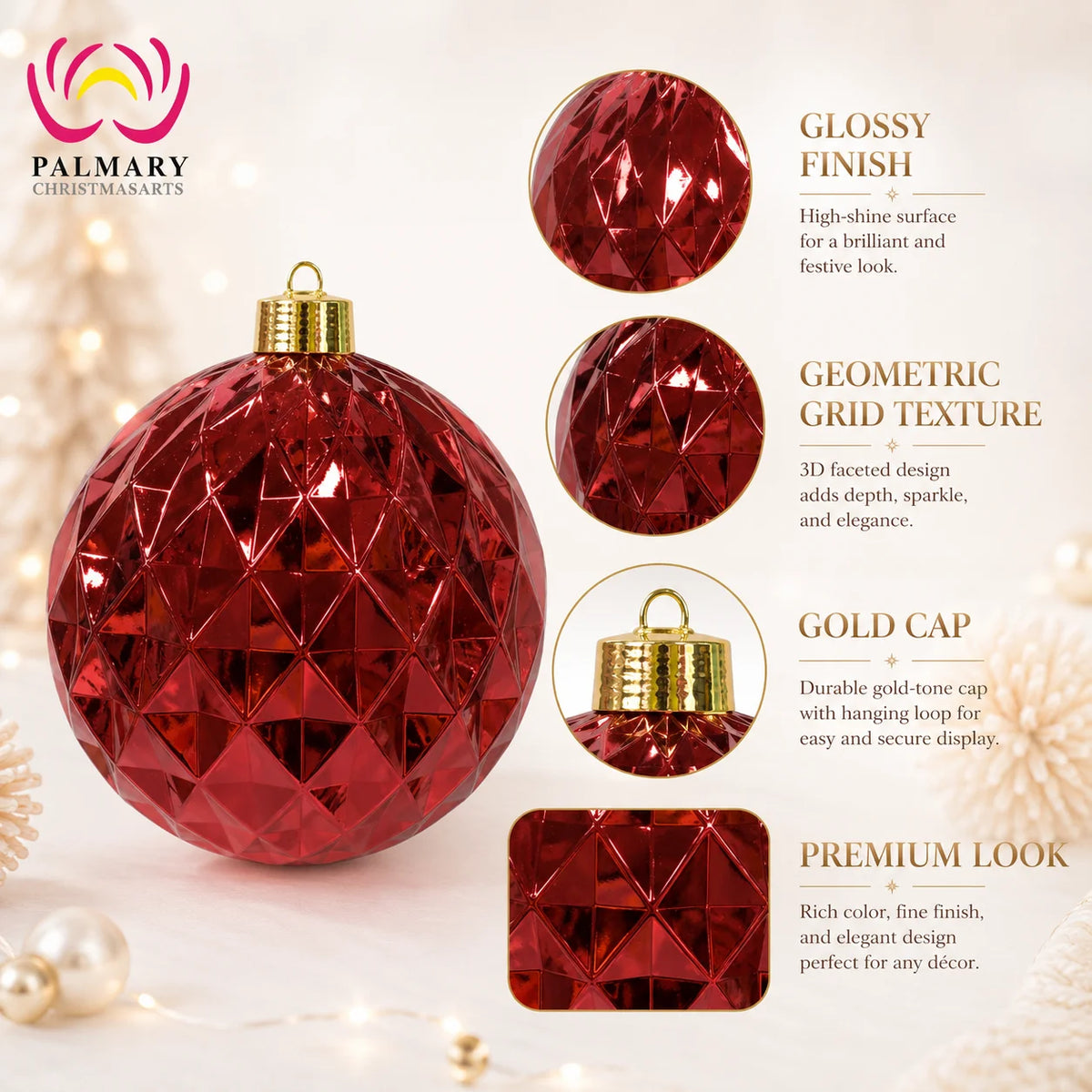 Handmade Plastic Ball Ornament Set Indoor Christmas Decoration With Shiny Finish For Tree