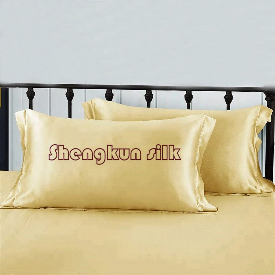 Luxury Geometric Plant Pattern Super Soft 100% Silk Satin Pillowcase for Home & Hotel Use