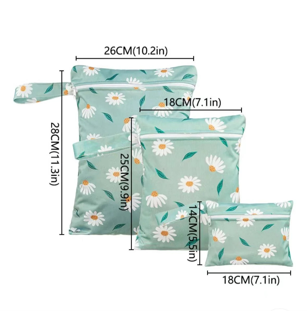 Printed Waterproof Wet Dry Bag Soft Polyester Zipper Storage Pouch for Infant Beach