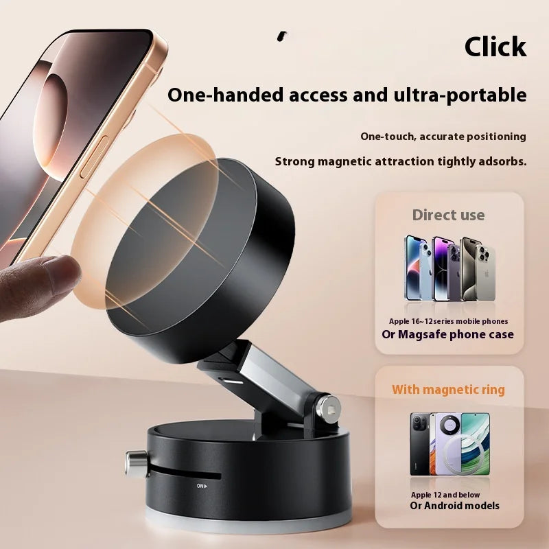 Vacuum Suction Cup One-Key Release Car Phone Holder Mount 360 Rotation Magnetic Car