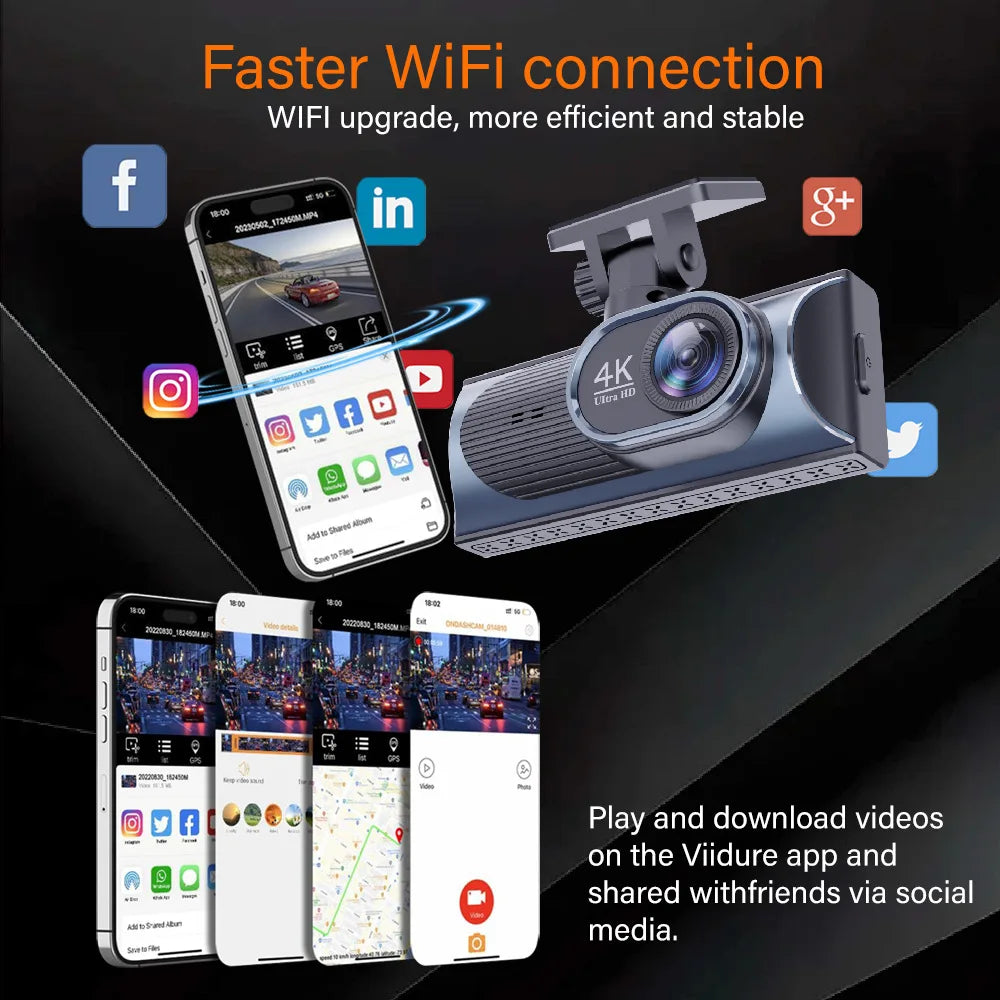 New C18 Front Rear Dual Recording 4K Dash Cam High-Definition Night Vision WiFi