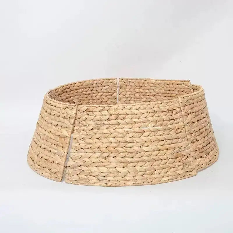 Handwoven Rattan Christmas Tree Collar Woven Tree Skirt Base Cover for Christmas Decor