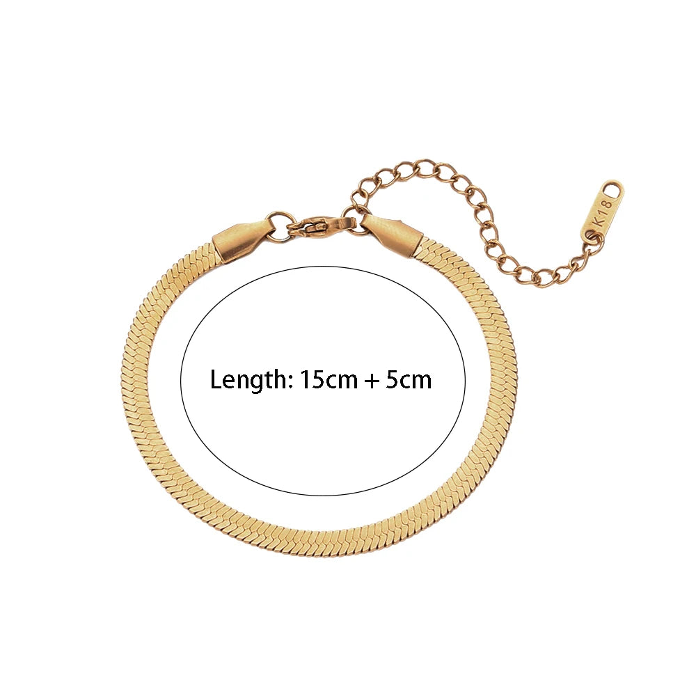 Tarnish Free 18K Gold PVD Plated Jewelry Stainless Steel Herryingbone Chain Necklace
