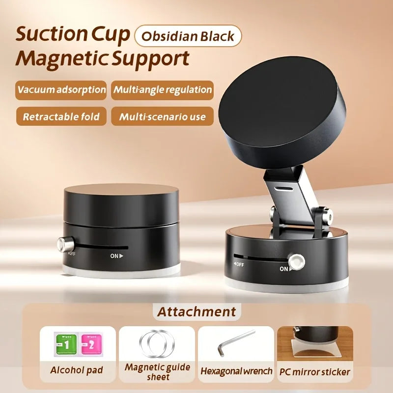 Vacuum Suction Cup One-Key Release Car Phone Holder Mount 360 Rotation Magnetic Car