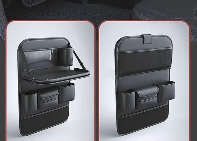 Black Car Back Seat Organizer Foldable Tray Table Storage Bag with Cup Holders Phone Card