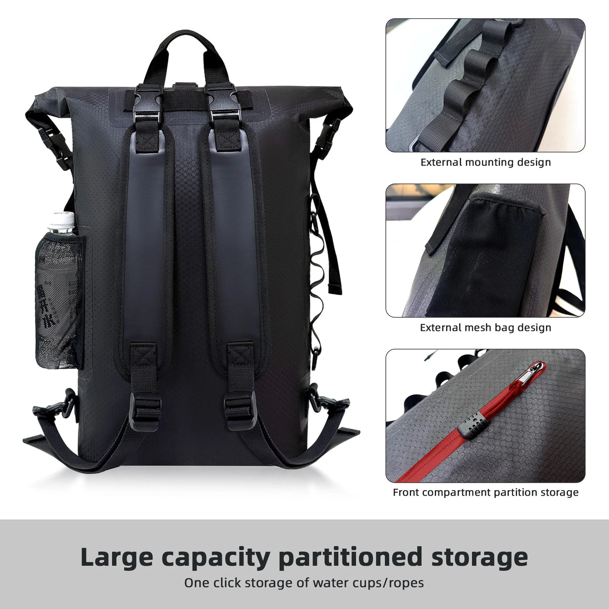 TPU Waterproof Folding Dry Bag 25L Large Capacity Camping Waterproof Backpack Portable