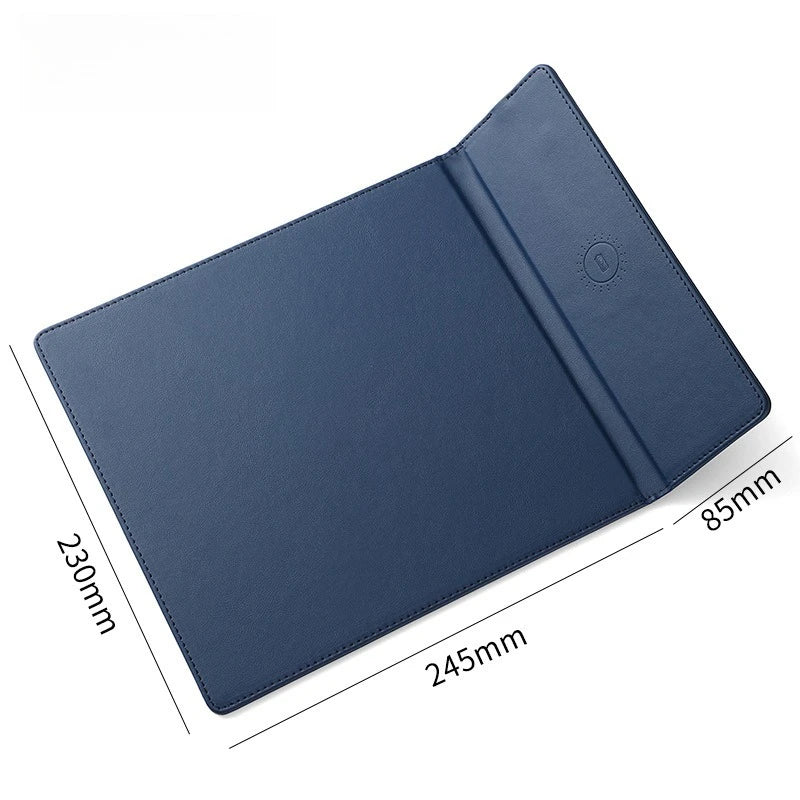 15W Fast Wireless Charging Mouse Pad, Small PU Leather Non-Slip Desk Mat with for Office