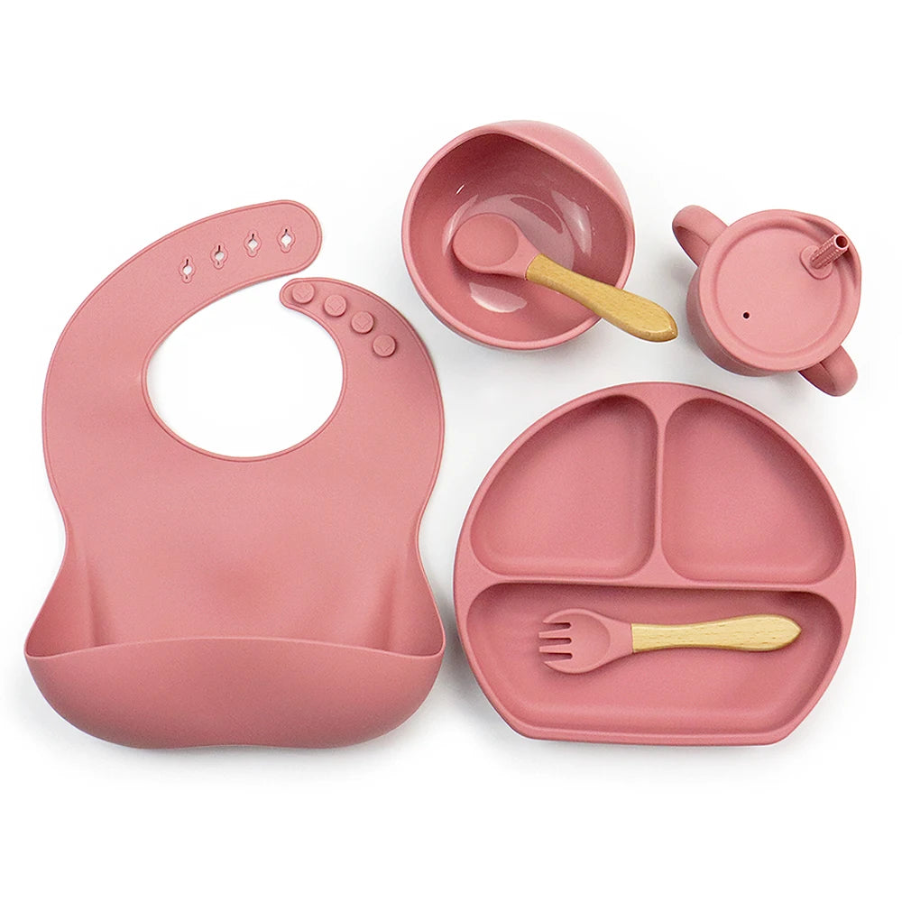 Bpa Free Silicone Baby Feeding Set Food Grade Silicone Spoon and Fork Snack Sippy Cup