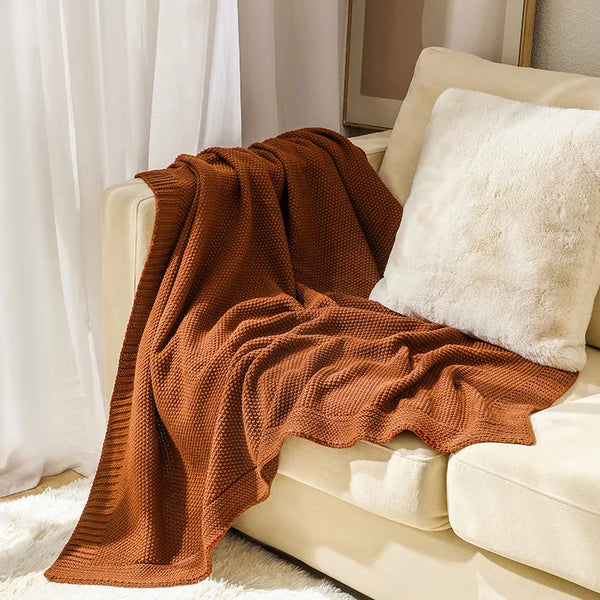 Chunky Cable Knit Throw Blanket for Farmhouse Decor, Bed or Sofa