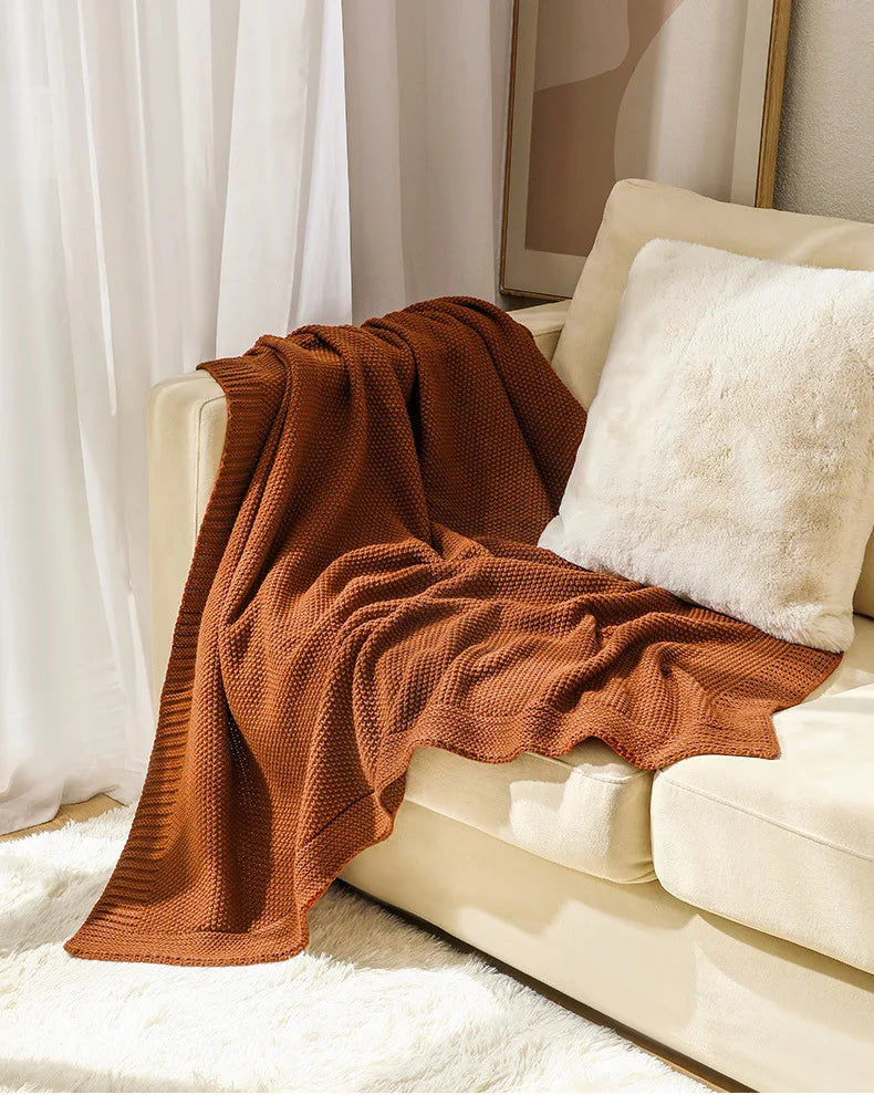 Chunky Cable Knit Throw Blanket for Modern Farmhouse Decor, Soft Feel Bed Runner,
