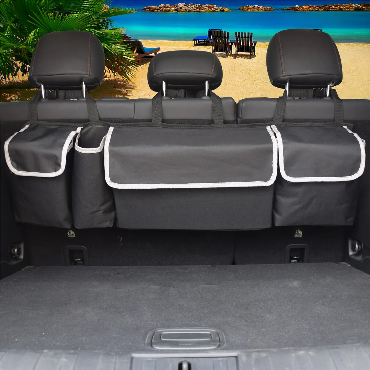 Car Trunk Organizer for SUV Car Organizer Backseat Cargo Storage Bag with 4 Pockets