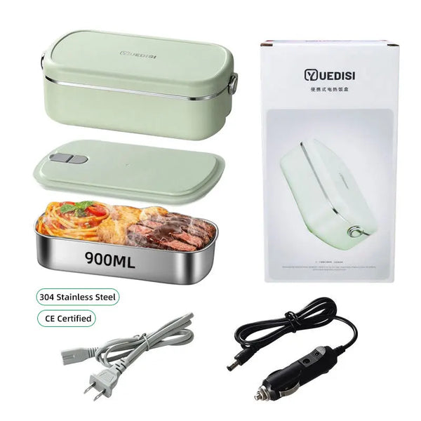 Great Bear 304 Stainless Steel Electric Heated Lunch Box 900ML Portable Home and Car Use