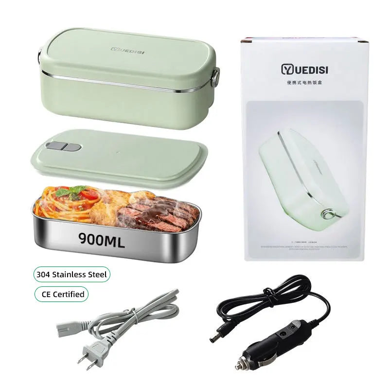 Great Bear 304 Stainless Steel Electric Heated Lunch Box 900ML Portable Home and Car Use
