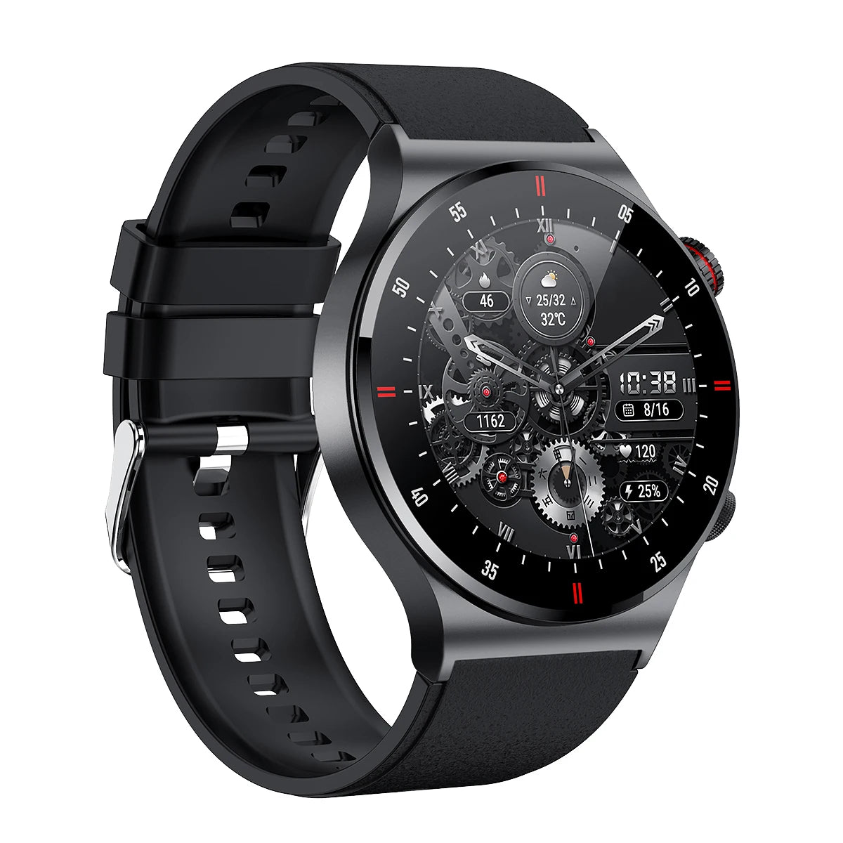 QW33 Round NFC Smartwatch Pedometer Step Counter BT Calling Smart Talking Health Watch