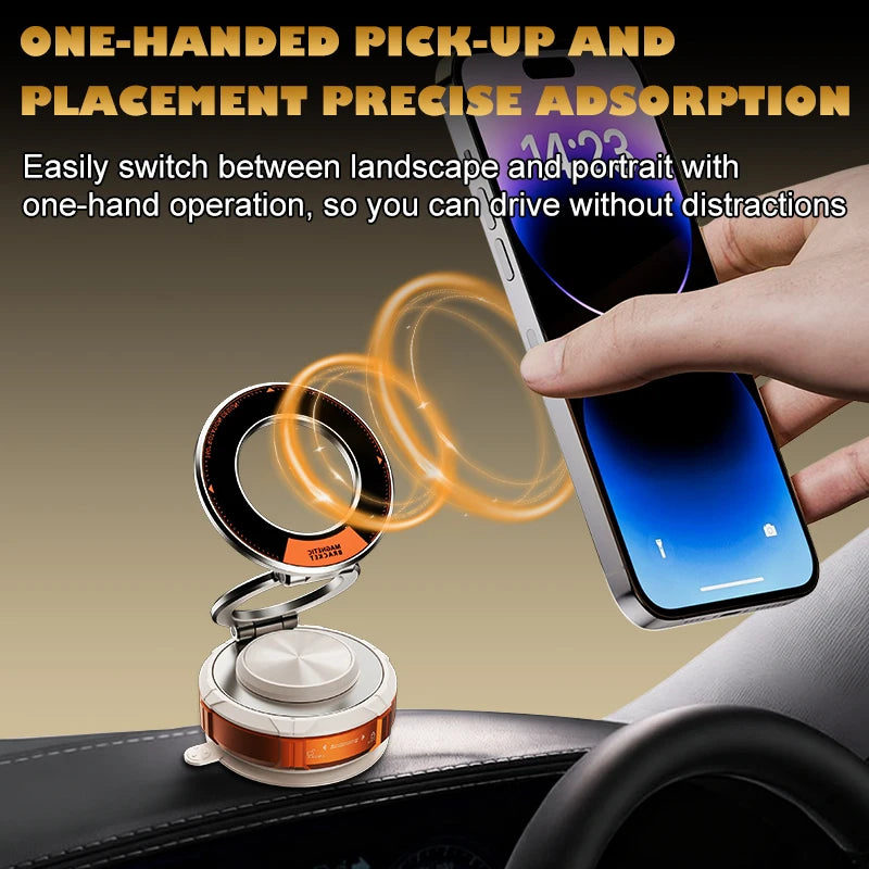 Premium Magnetic Car Phone Holder, Reusable Silicone Vacuum Suction Cup, Dual-Ring
