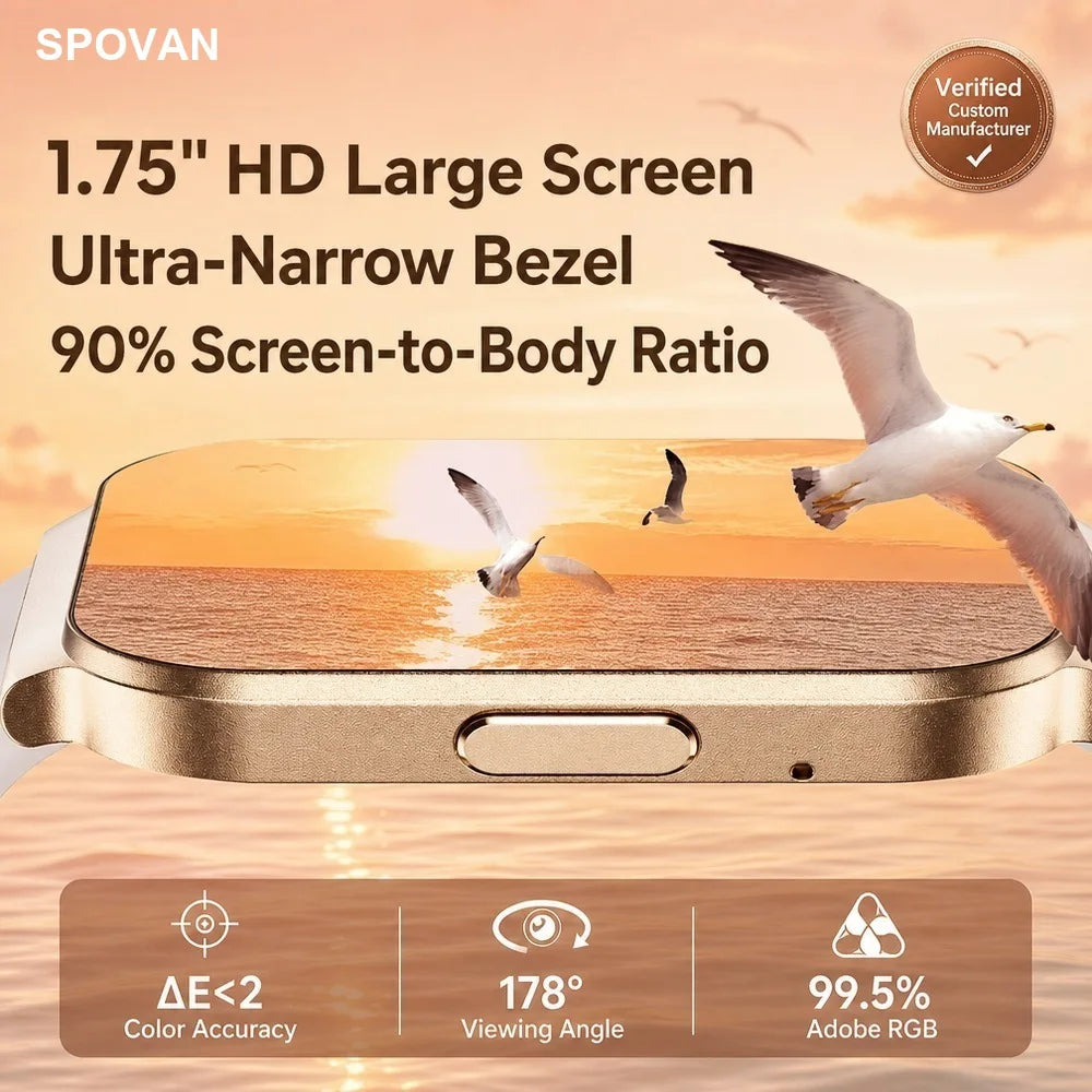 Ultra-Thin Ultra-Light Women Smart Watch, Full Aluminum Alloy Case 1.75 Inch Fitness