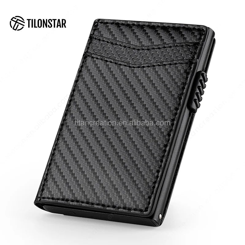 Hot Style Mini Card Sleeve Slim Minimalist Pop Up RFID Blocking Leather Business Credit