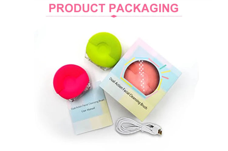 Yumely Silicone Electric Facial Cleansing Brush Waterproof USB Rechargeable Dual Action
