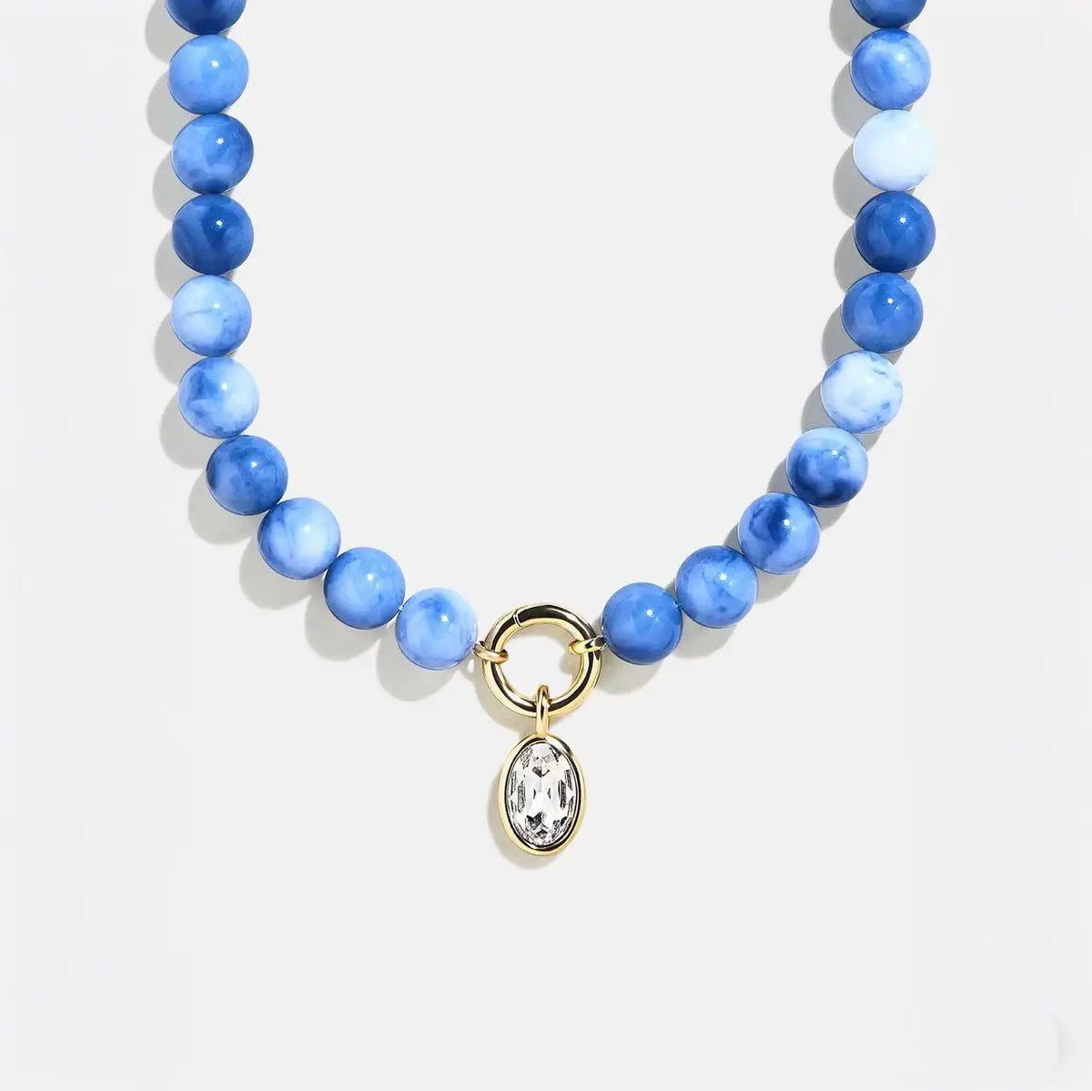 Stainless Steel O Shape Necklaces Trendy 18K Gold Plated Multi Color Round Beaded Water