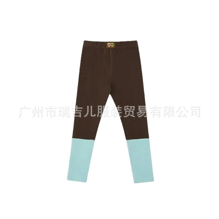 Stock Childrens Cotton Fleece-Lined Thickened DERON Base Leggings; Autumn/Winter Kids