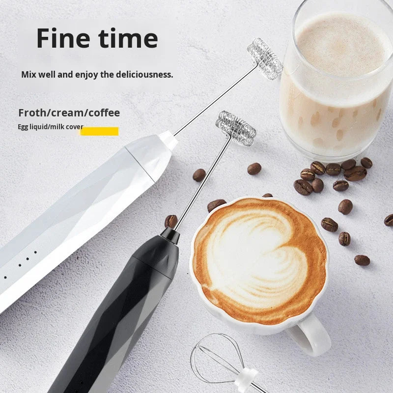 Handheld Electric Plastic Egg Beater Coffee Stirrer Milk Frother USB-Charged For Milk