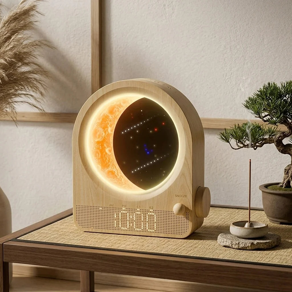 Sunrise Wake Up Light Dimmable 3D Moon Lamp With Meteor Effect 12 Level Volume Dual