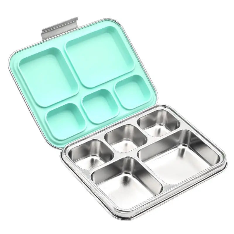 Durable 304 Stainless Steel 5-Compartment Bento Lunch Box Leakproof BPA Free 1240ml