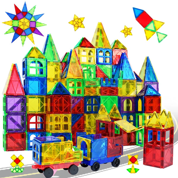 Kids Magnetic Tiles 100 Pcs Building Blocks Colorful 120 Pcs Magnet Magnetic Building