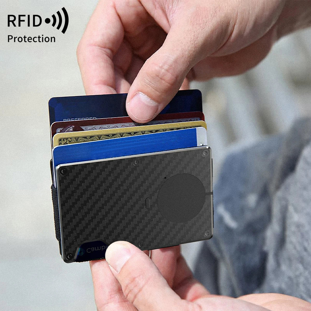 Blocking Metal Aluminum Wallet, Minimalist Men'S Credit Card Holder, With Built-in