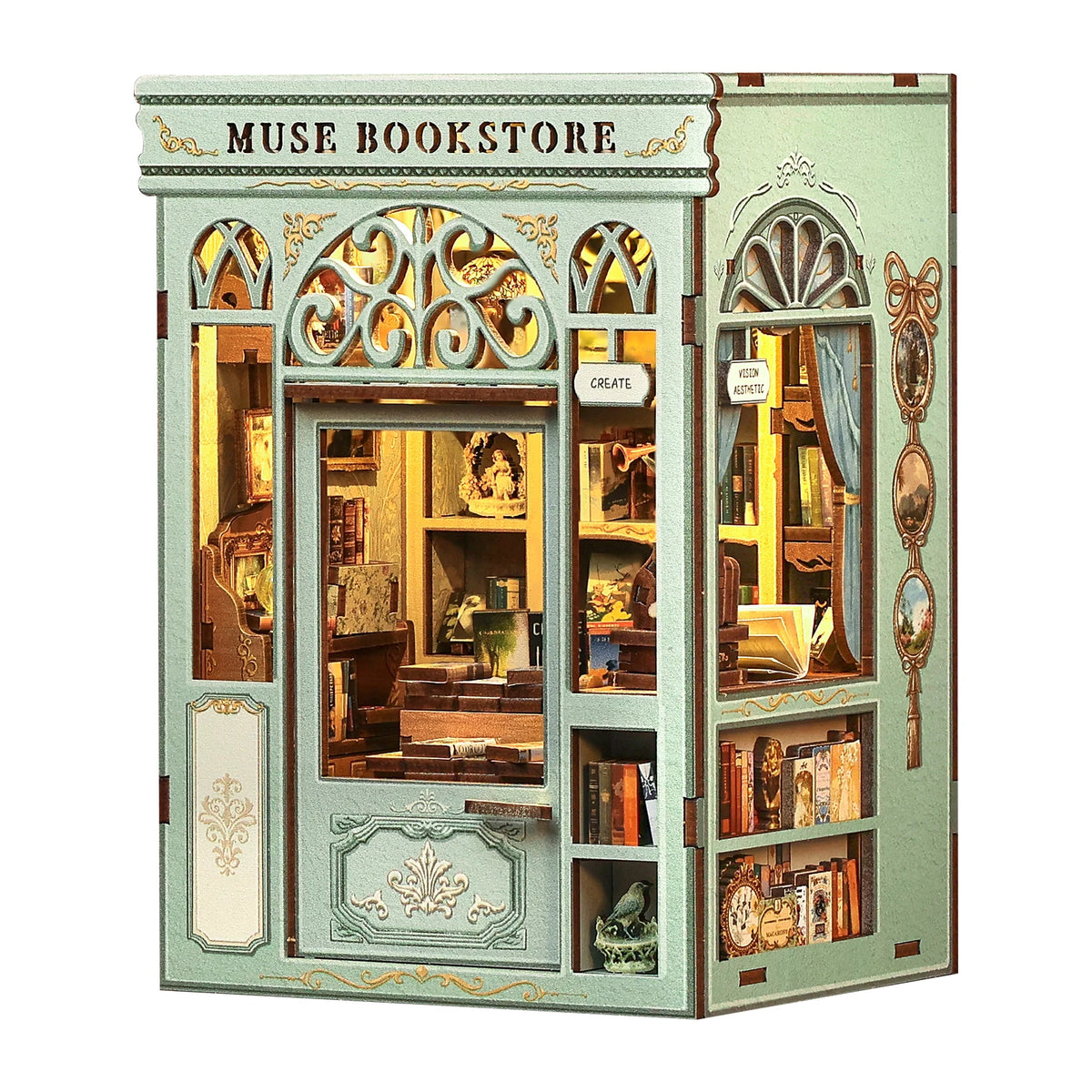 Top Gift DIY Book Nook 3D Wooden Puzzle Miniature House DIY Craft Kit Assembled Wooden Toy