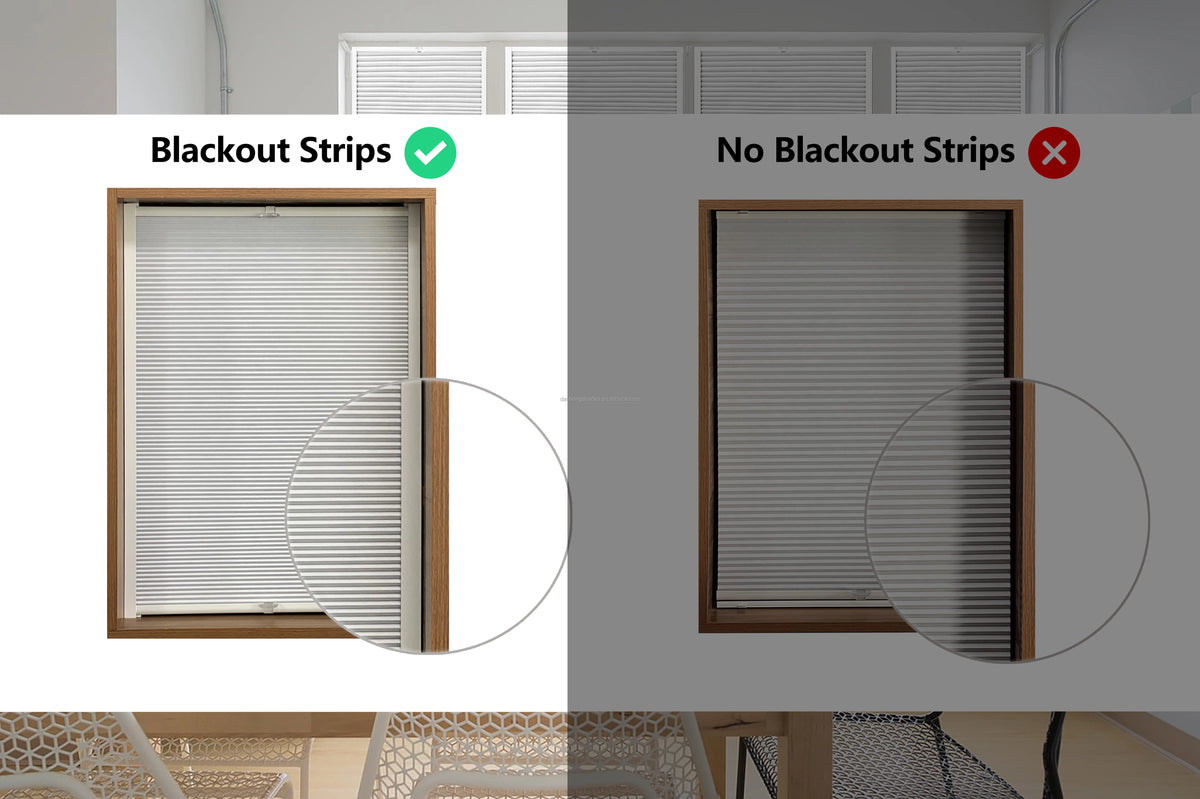 Customized No Drill Self-Adhesive Pleated Blinds Blackout Strip Full Shading Honeycomb