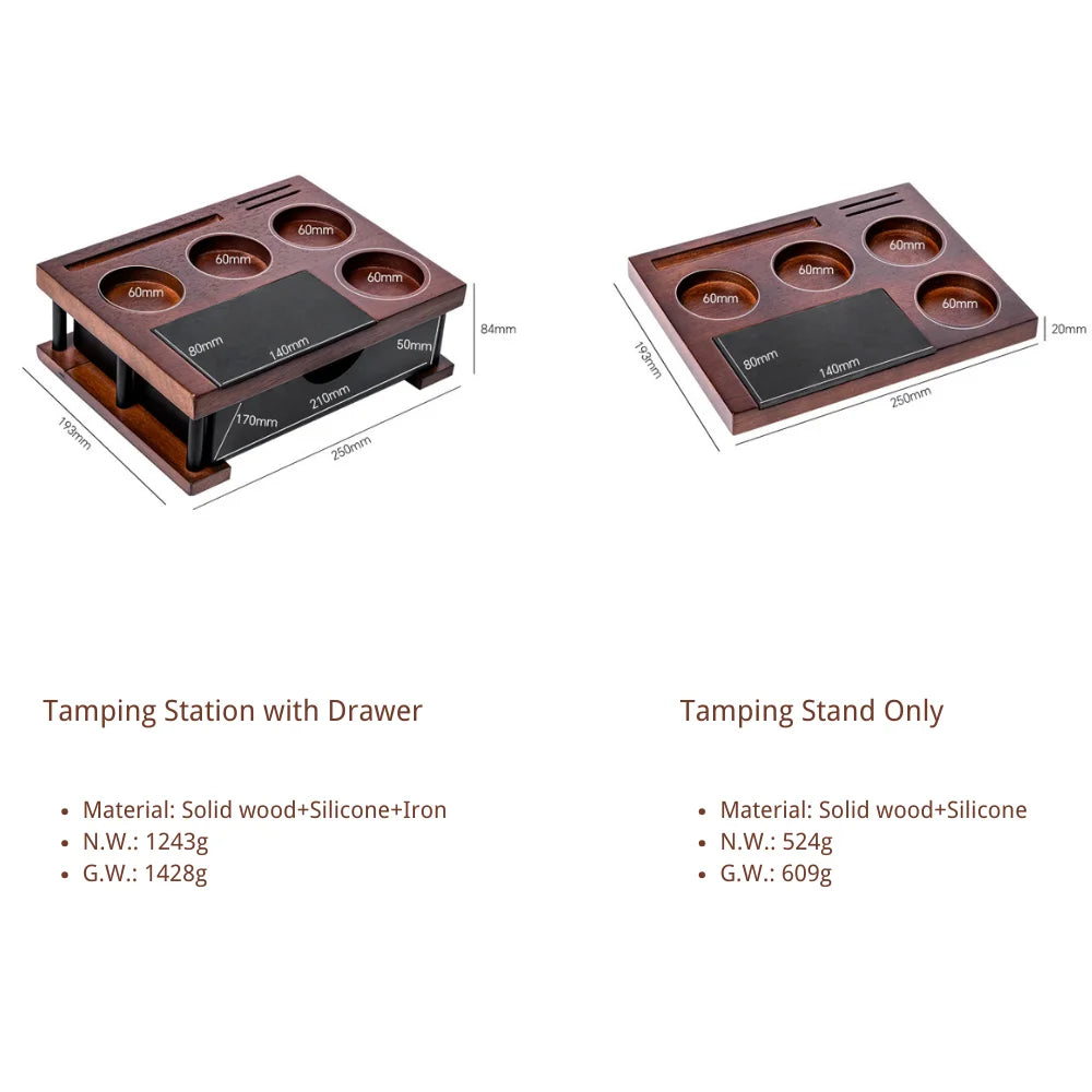Coffee Wood Eco-Friendly Minimalist Tamper Stand Tamping Station Barista Tool Organizer