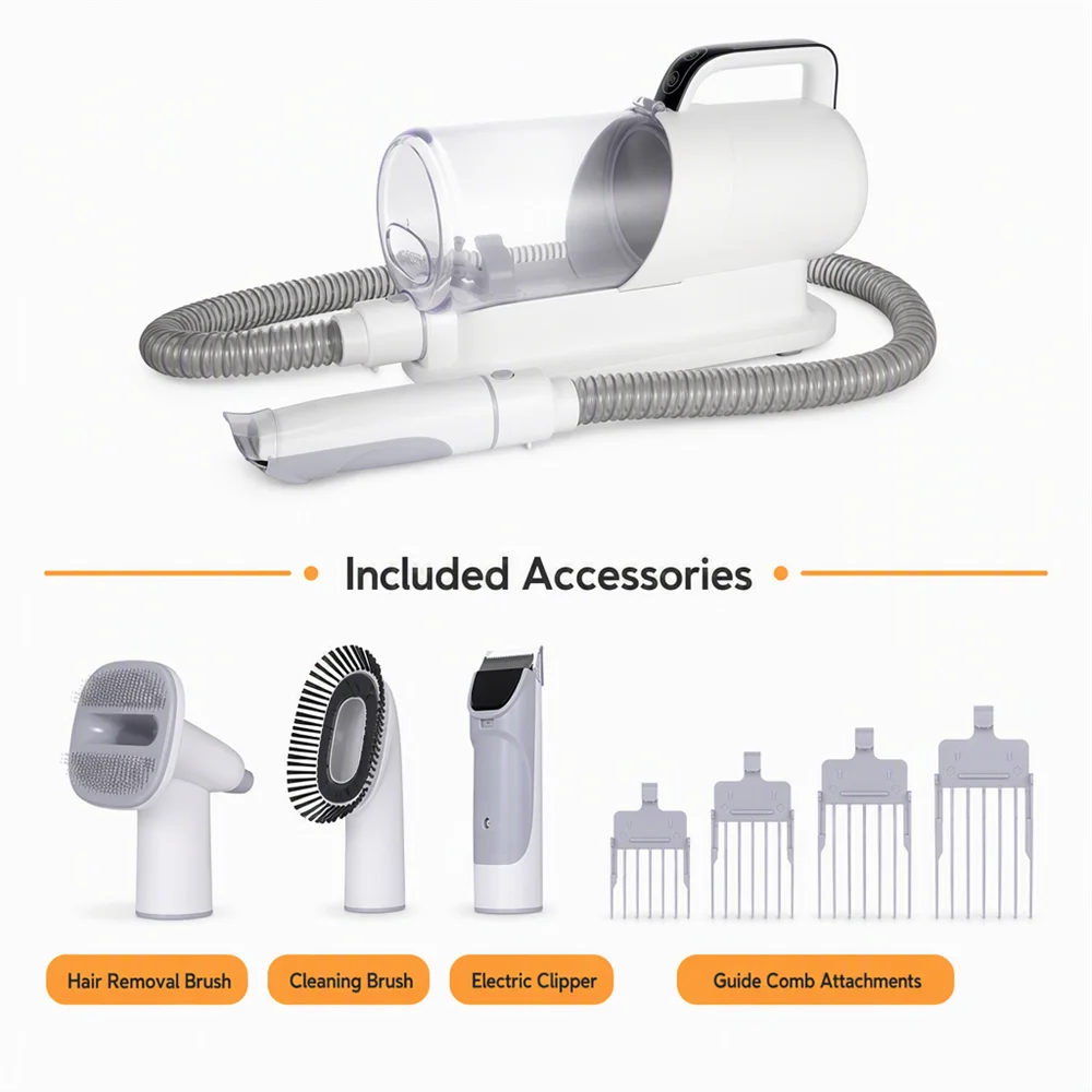 7-in-1 Multi-Functional Pet Grooming Kit & Vacuum 1.4m Hose 2L Detachable Dust Cup Dog