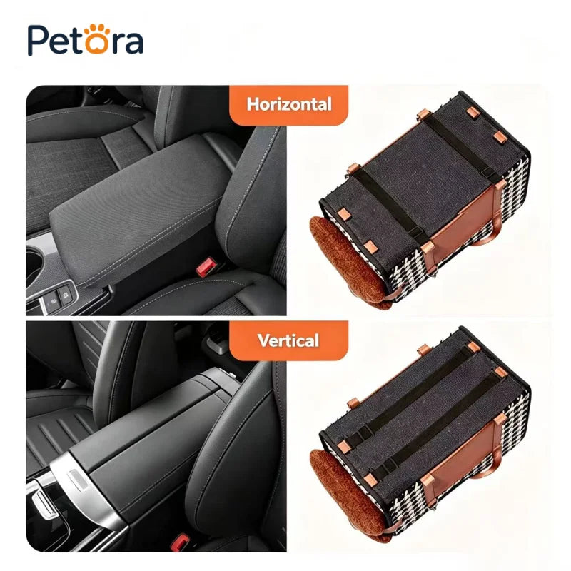 Dog Car Seat Bed with Hard Bottom, Open-Top or Lidded Pet Travel Seat