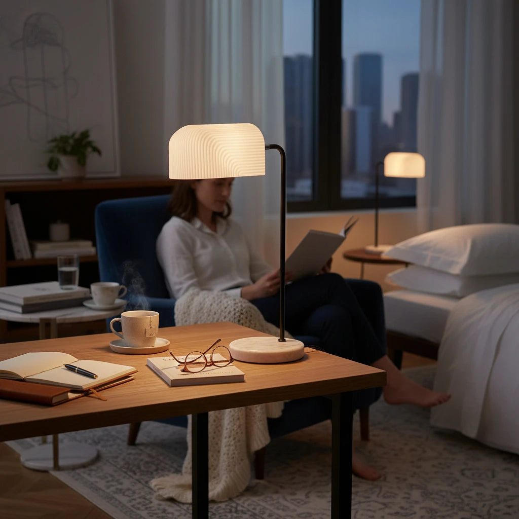 Creative Mushroom Shape Desk Lamp Marble Base Lighting Fixture for Bedside